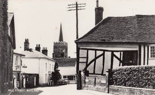 High Street Nayland Petrol Pumps Garage Real Photo Essex Old Postcard