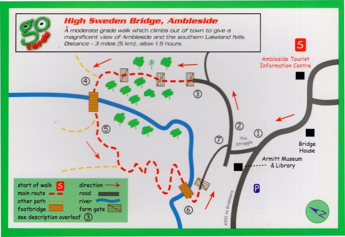 High Sweden Bridge Ambleside Cumbria Rare Walk Rambling Postcard