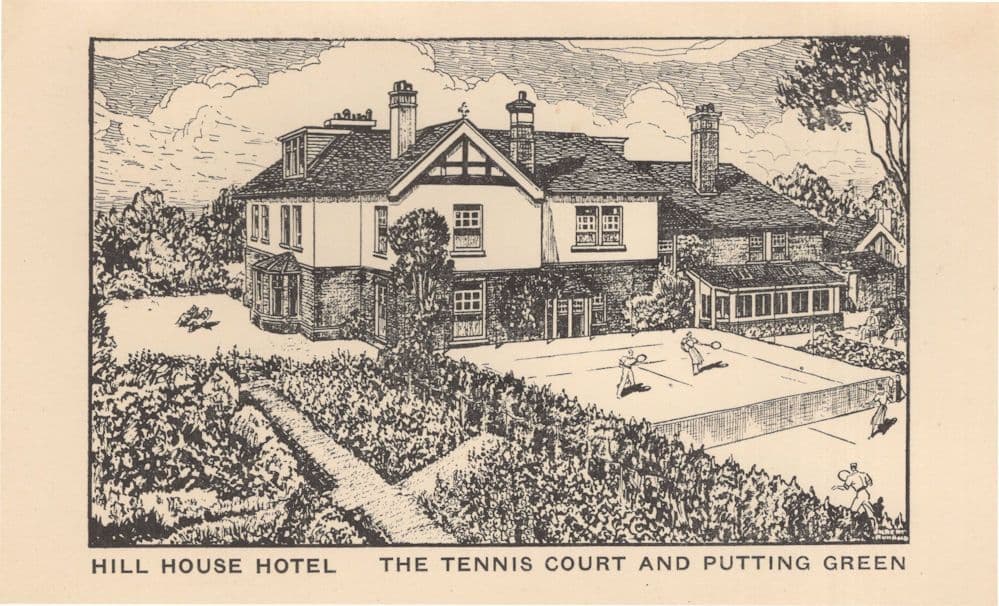 Hill House Hotel Tennis Court & Putting Green Old Artist Postcard