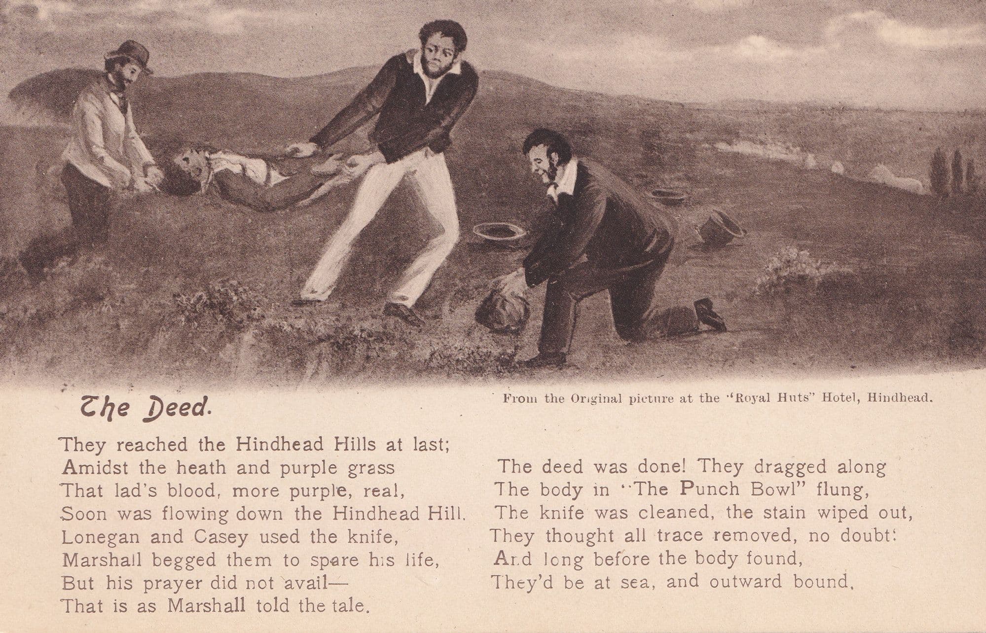 Hindhead Hills Murder Body Surrey Edward Lonegan Old Postcard