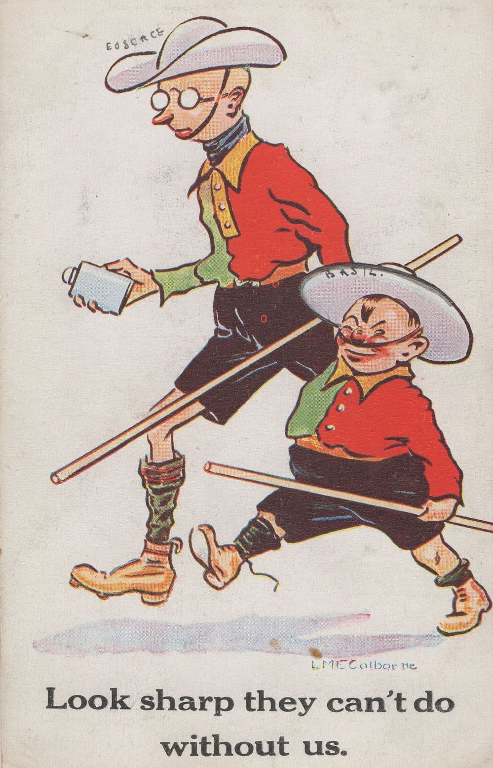 Hipflask Mexican Hats Camping Look Sharp Comic Old Postcard