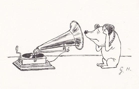 His Masters Voice Dog Going Deaf Gerard Hoffnung Musical Cartoon Comic Postcard