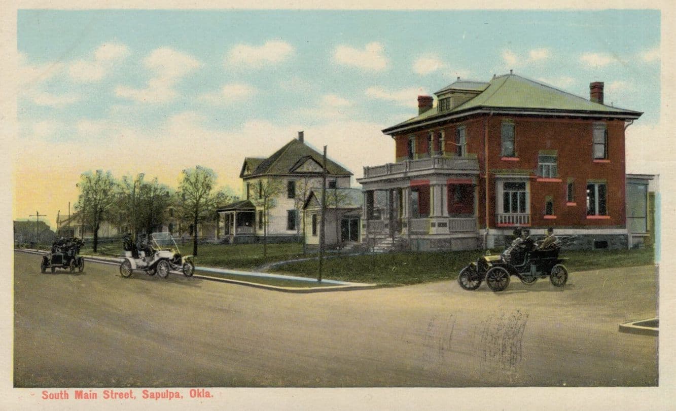 Historic Cars at South Main Street Sapulpa Oklahoma USA Postcard