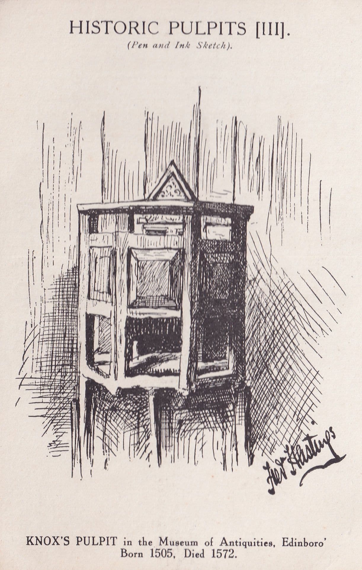 Historic Pulpits Knox's Scottish Edinburgh Old Postcard