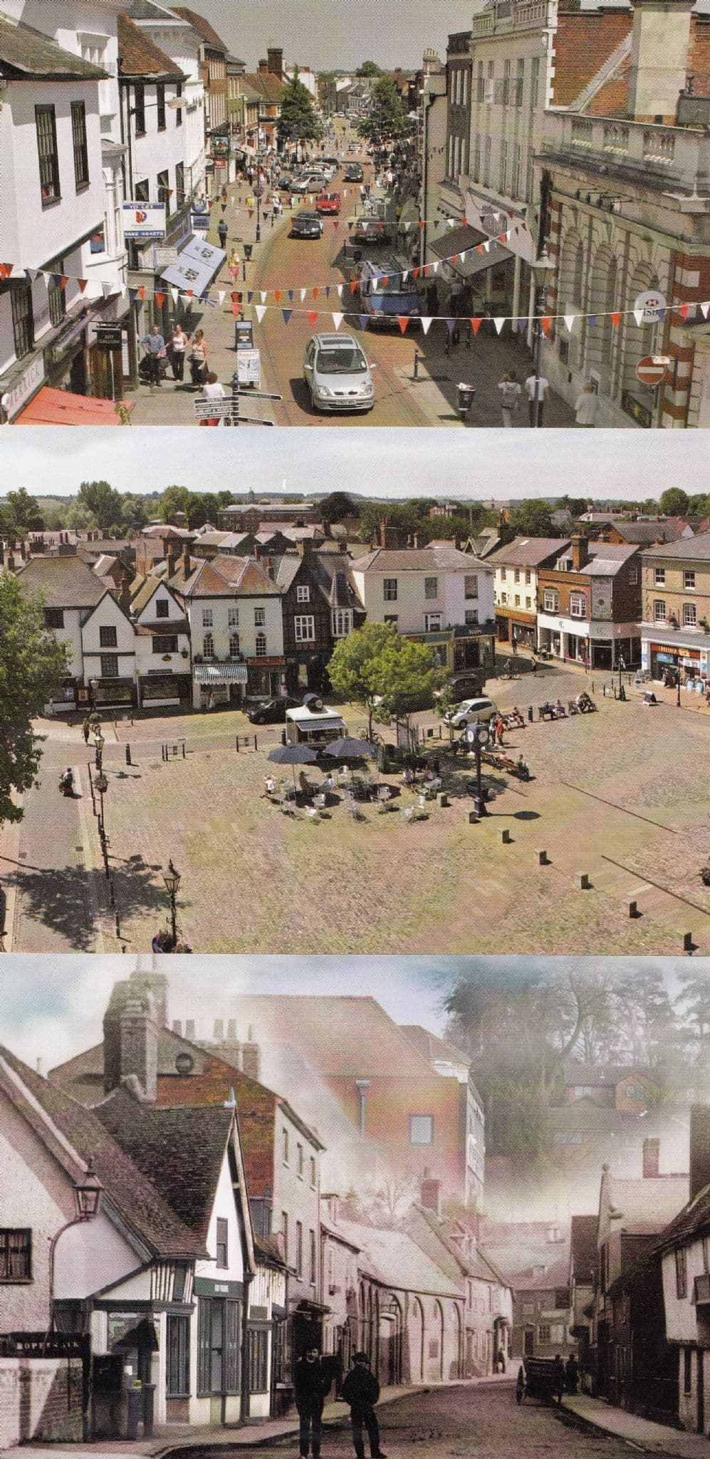 Hitchin Shops Market Place High Street 3x 1980s Postcard s