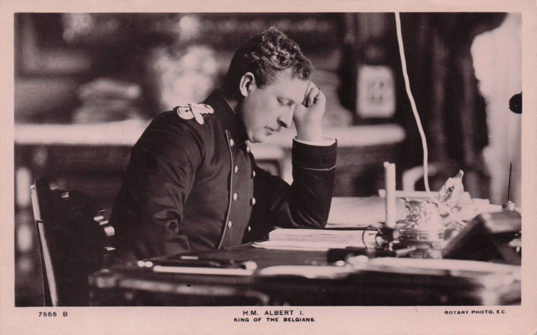 HM Albert King Of The Belgians Rotary Real Photo Old Postcard