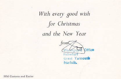 HM Customs & Excise Great Yarmouth Norfolk Revenue Cutter Ship Postcard Type Christmas Card