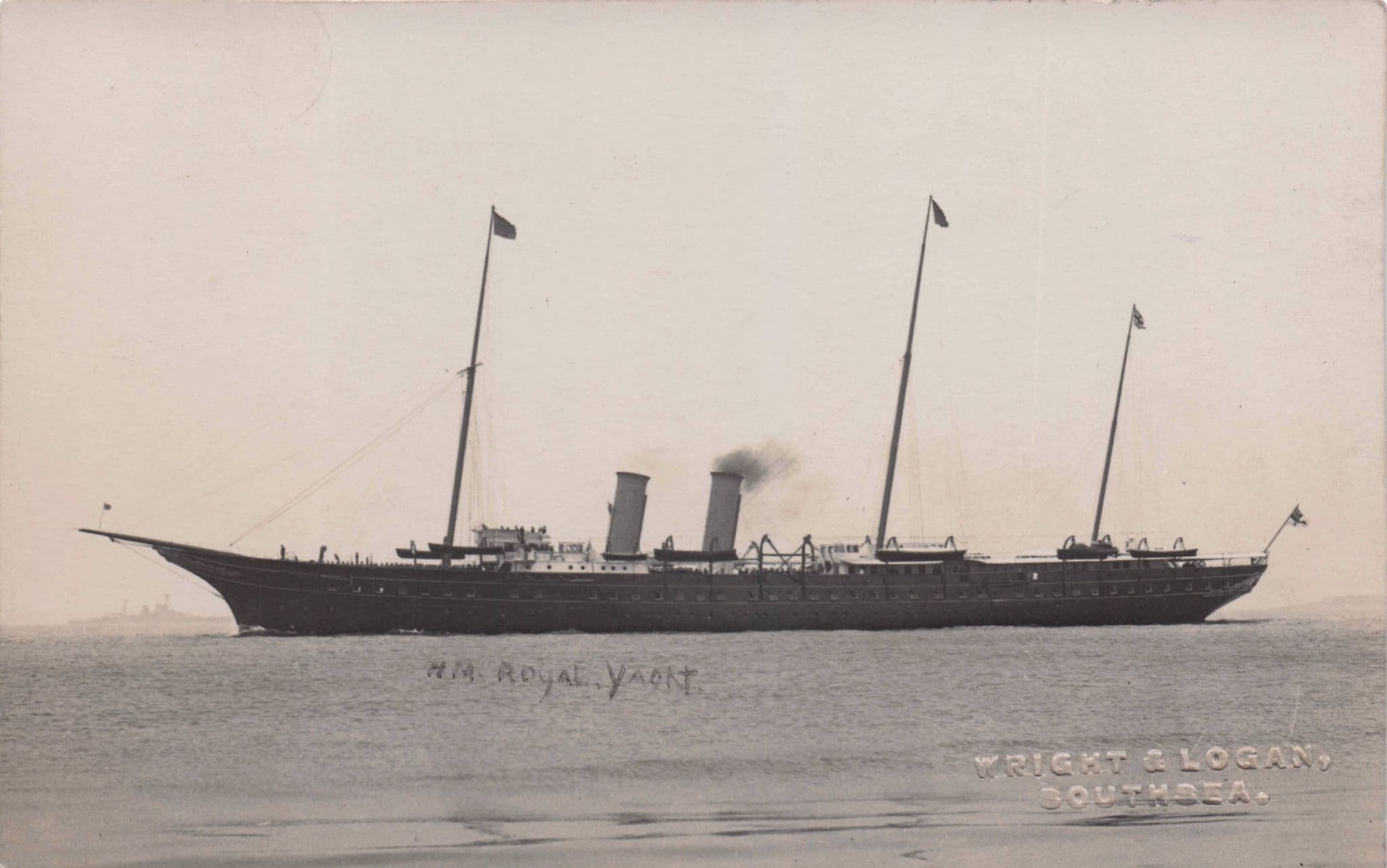 HM Royal Yacht Victoria & Albert Ship Southsea Studio Old Postcard