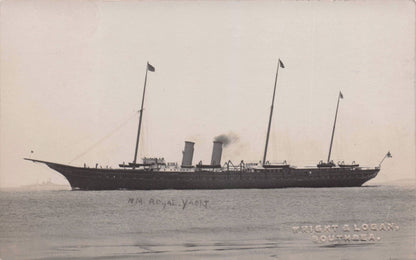 HM Royal Yacht Victoria & Albert Ship Southsea Studio Old Postcard