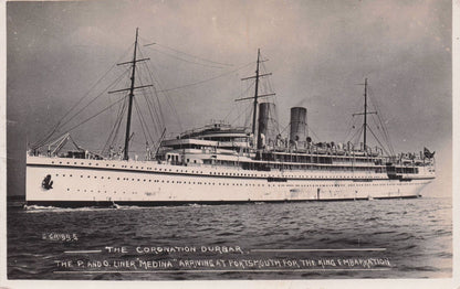 HMS P&O Medina 1911 Portsmouth King George V Coronation  Old Ship RPC Postcard