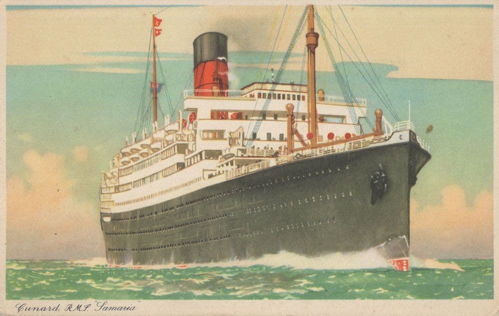 HMS Samaria Antique Cunard Lines Ship Postcard