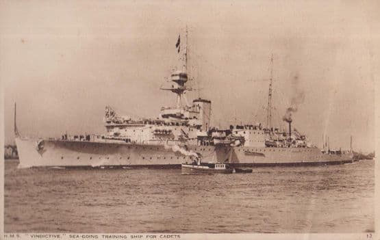 HMS Vindictive Training For Cadets Antique Ship Postcard