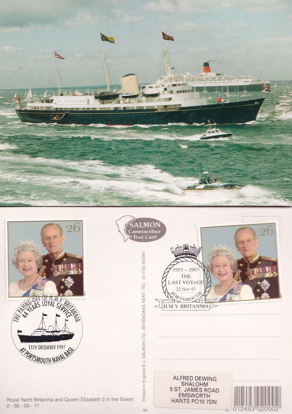 HMY Britannia Ship Final Portsmouth Voyage First Day Cover Postcard