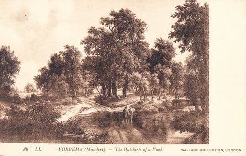 Hobbema The Outskirts Of A Wood Rare London Art Gallery Old Painting Postcard