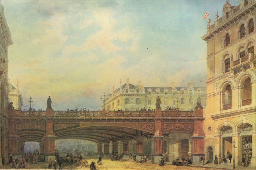 Holburn Viaduct London in 1930s Painting Postcard
