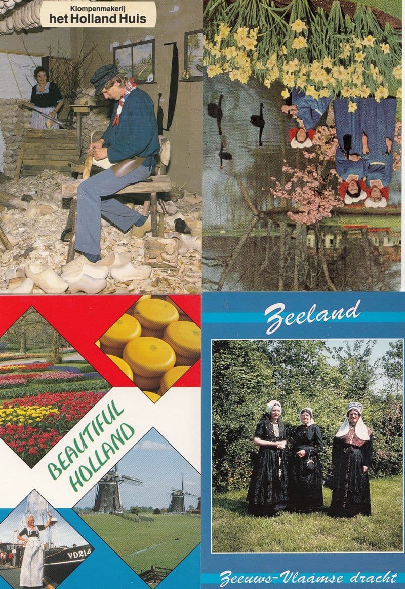 Holland Clog Maker Ladies Fashions Boat 4x Postcard s