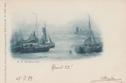 Holland HW Mesdag Antique Marine Ship Boat Postcard