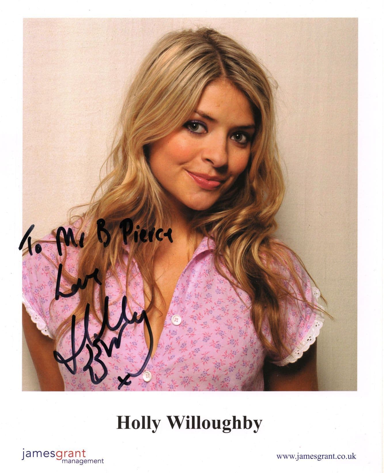 Holly Willoughby Large 10x8 Management Hand Signed Photo