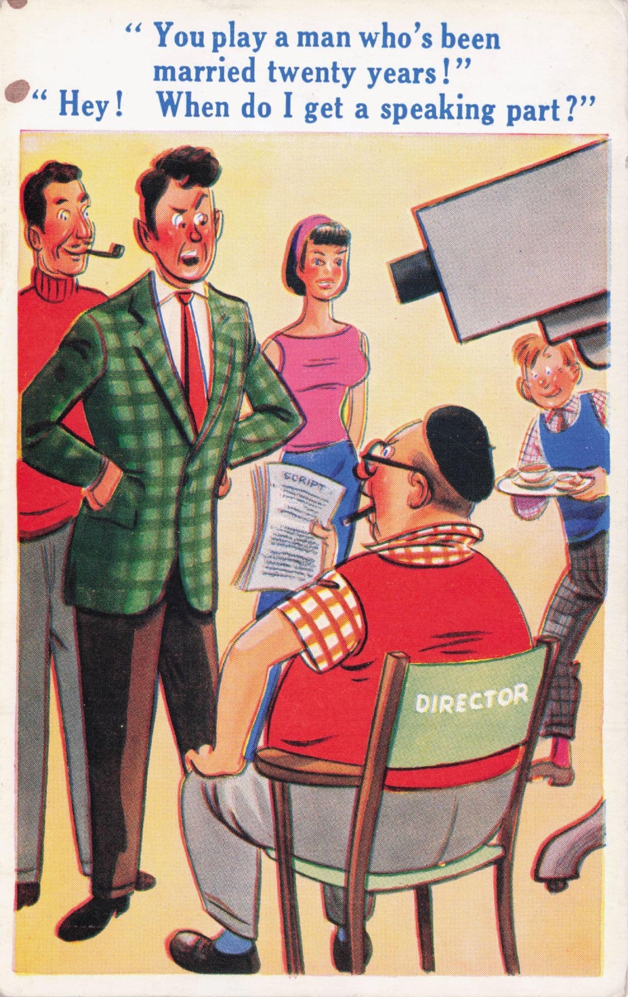 Hollywood Film Director Chair Actor Disaster Old Comic Postcard