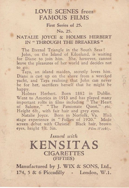 Holmes Herbert Of Dr Jekyll & Mr Hyde Kensitas Cigarettes Advertising Postcard