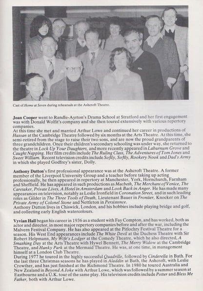 Home At Seven Arthur Lowe Joan Cooper Dads Army Ashcroft Theatre Programme