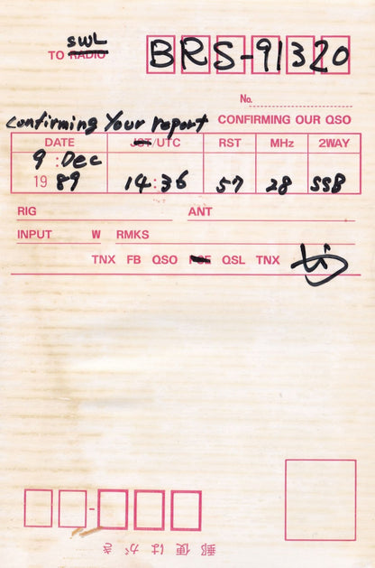 Honduras Japanese Volunteers San Pedro QSL Japan Plane Radio Card