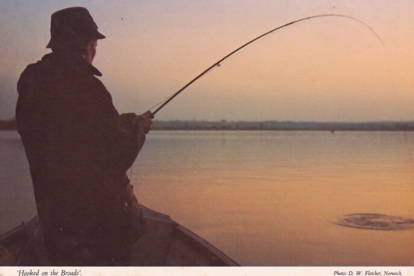 Hooked Fishing Fsherman On The Norfolk Broads Postcard