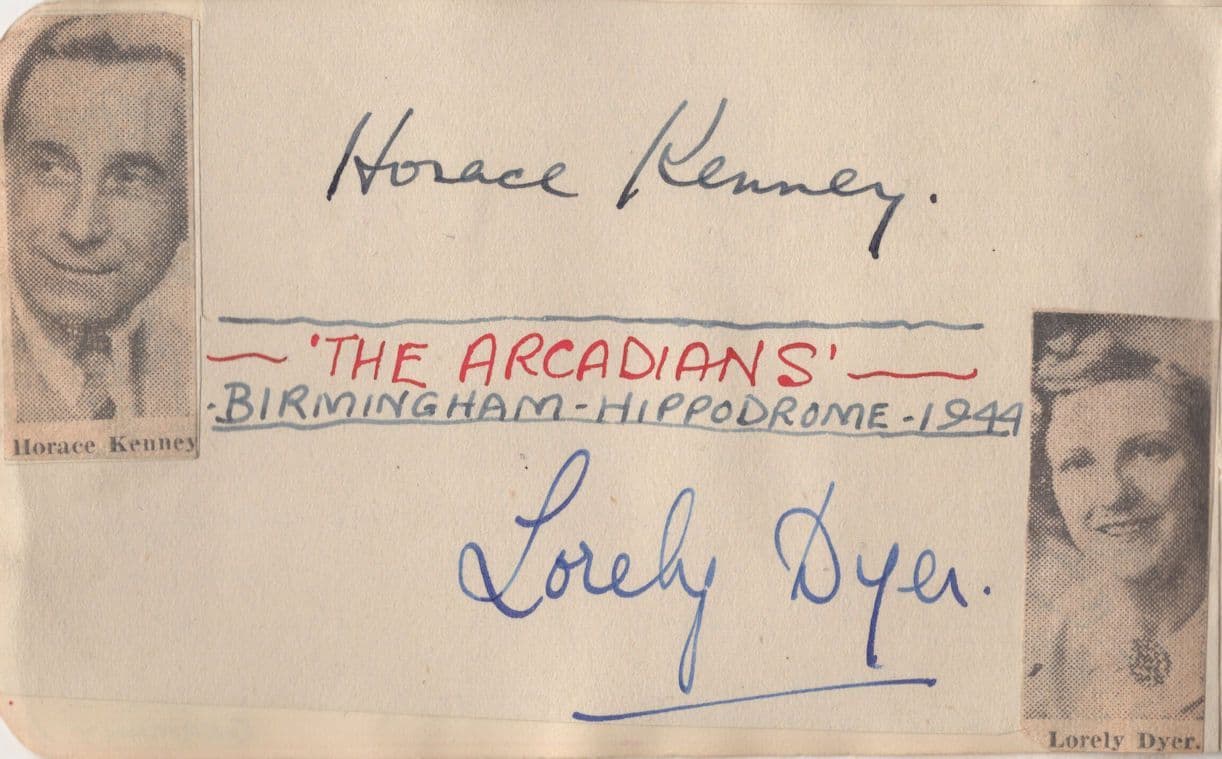 Horace Kenney The Birmingham Arcadians WW2 2x Autograph s