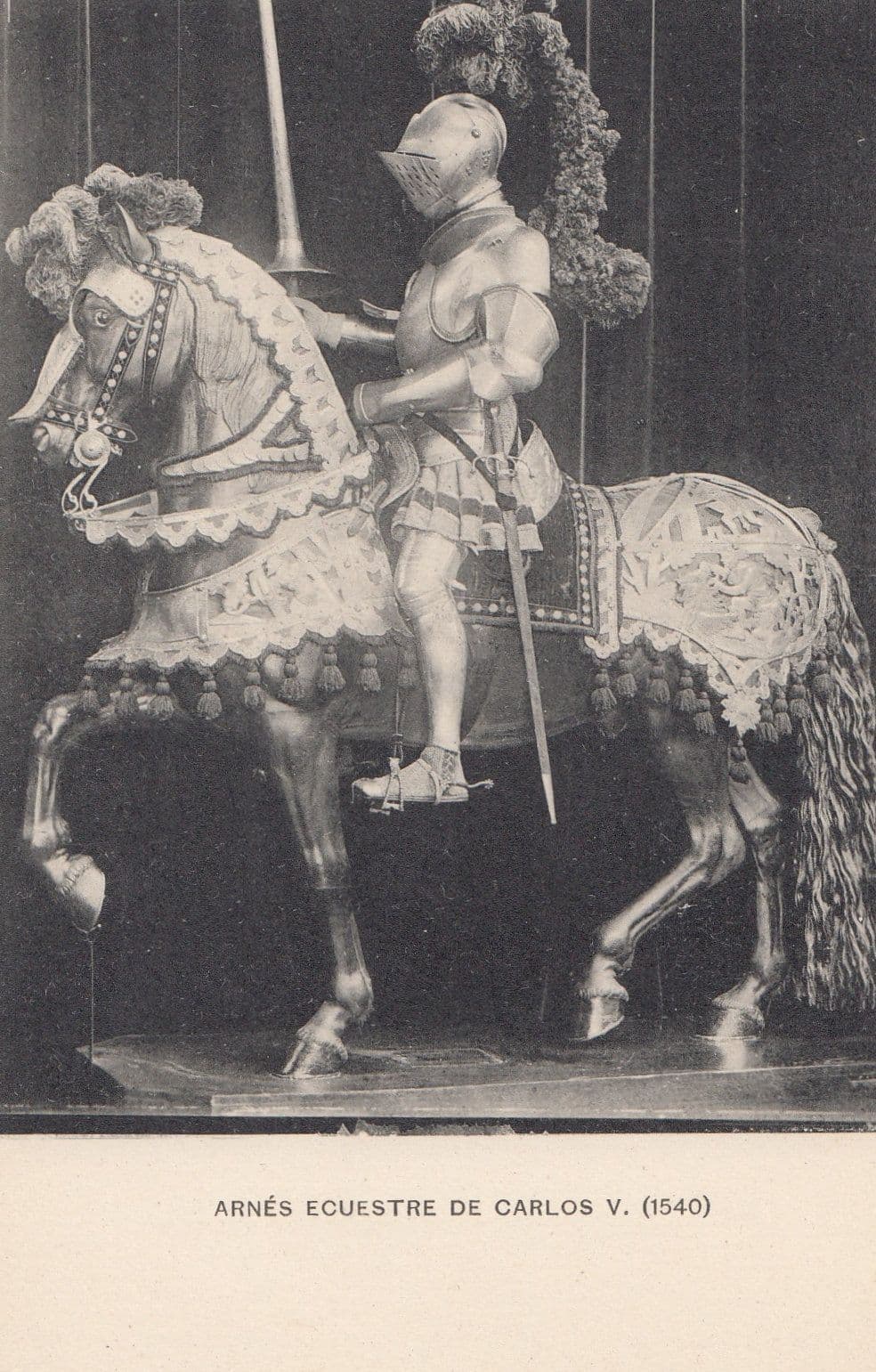 Horse of Charles 5 Carlos Holy Roman Emporer as Knight Armour Old Postcard