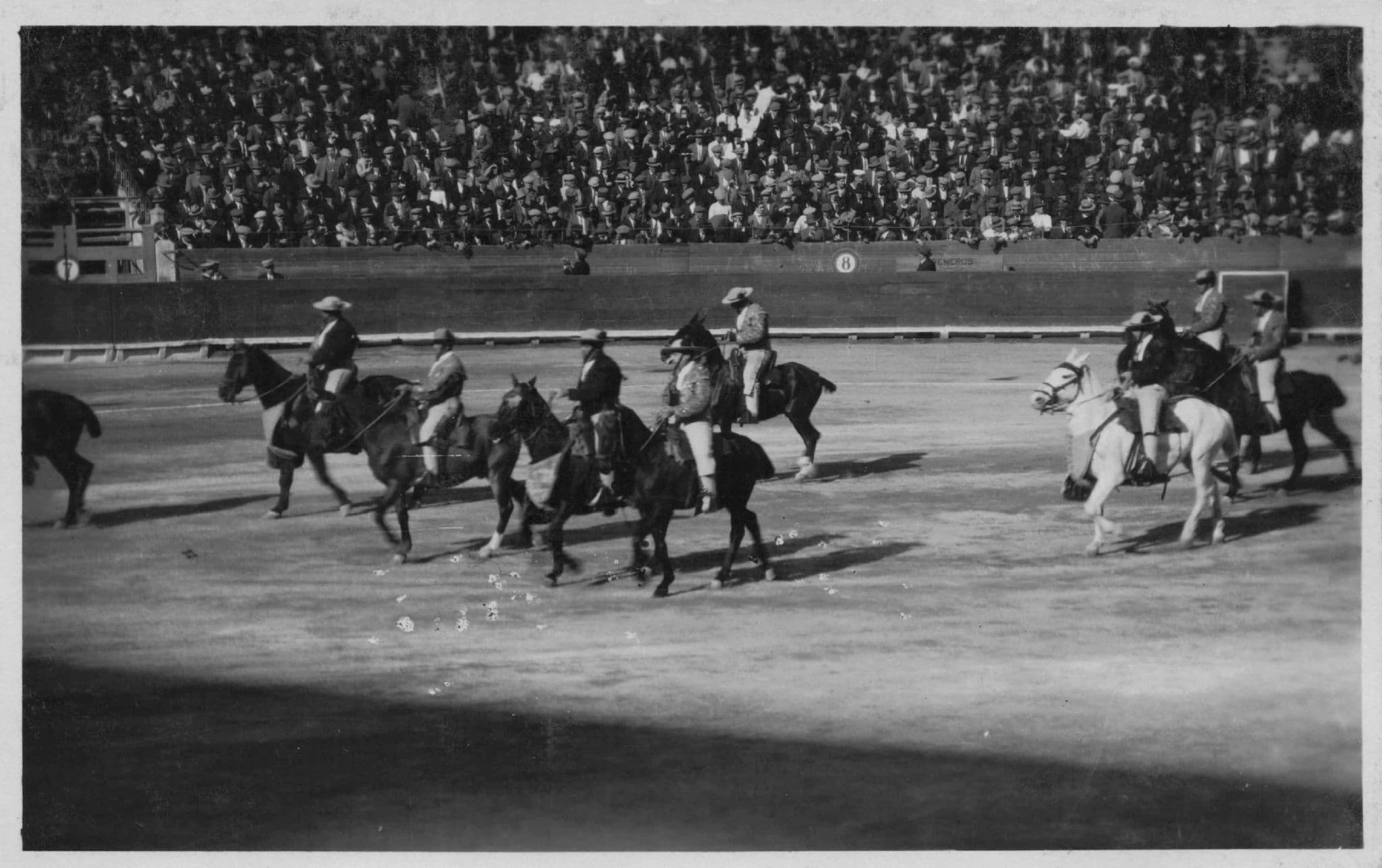 Horse Parade At Valencia Bullfight Ring HMS London Ship Spain Old Postcard