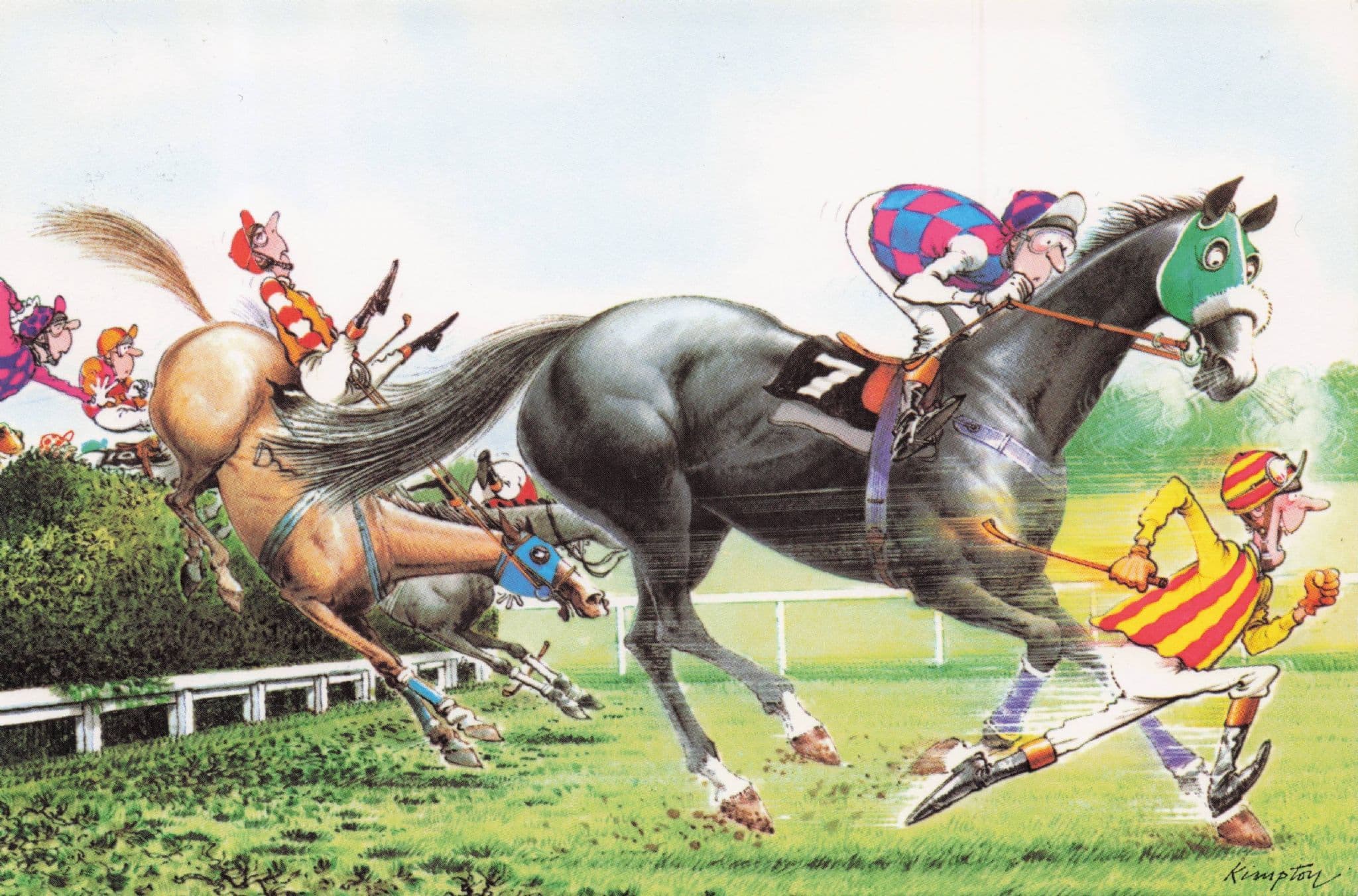 Horse Race Derby Winner Cheating Racing Sports Comic Postcard