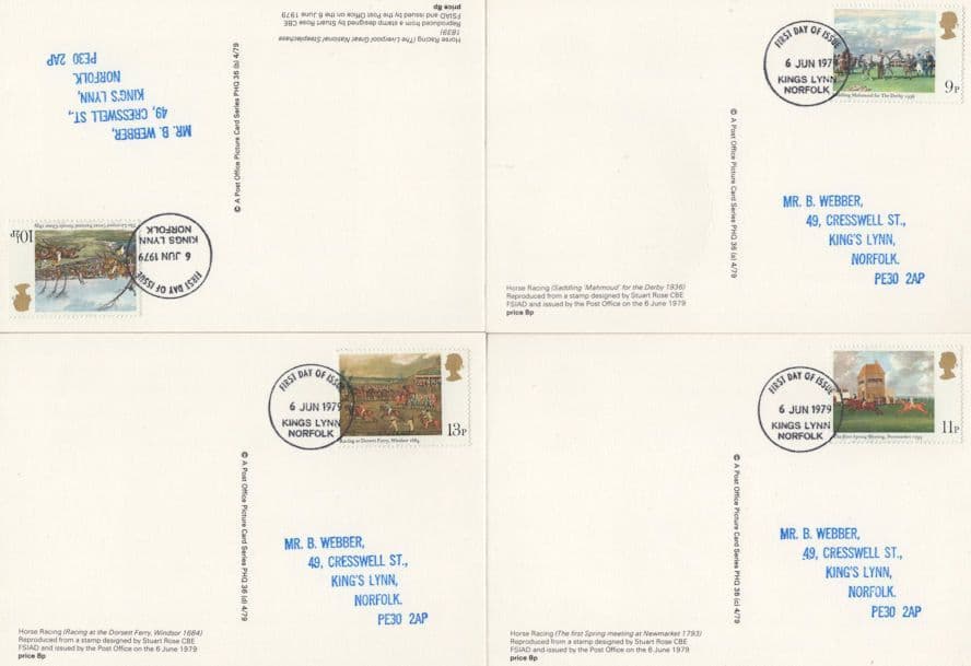 Horse Racing Liverpool Grand National 4x Mint PHQ FDC & Postmark s