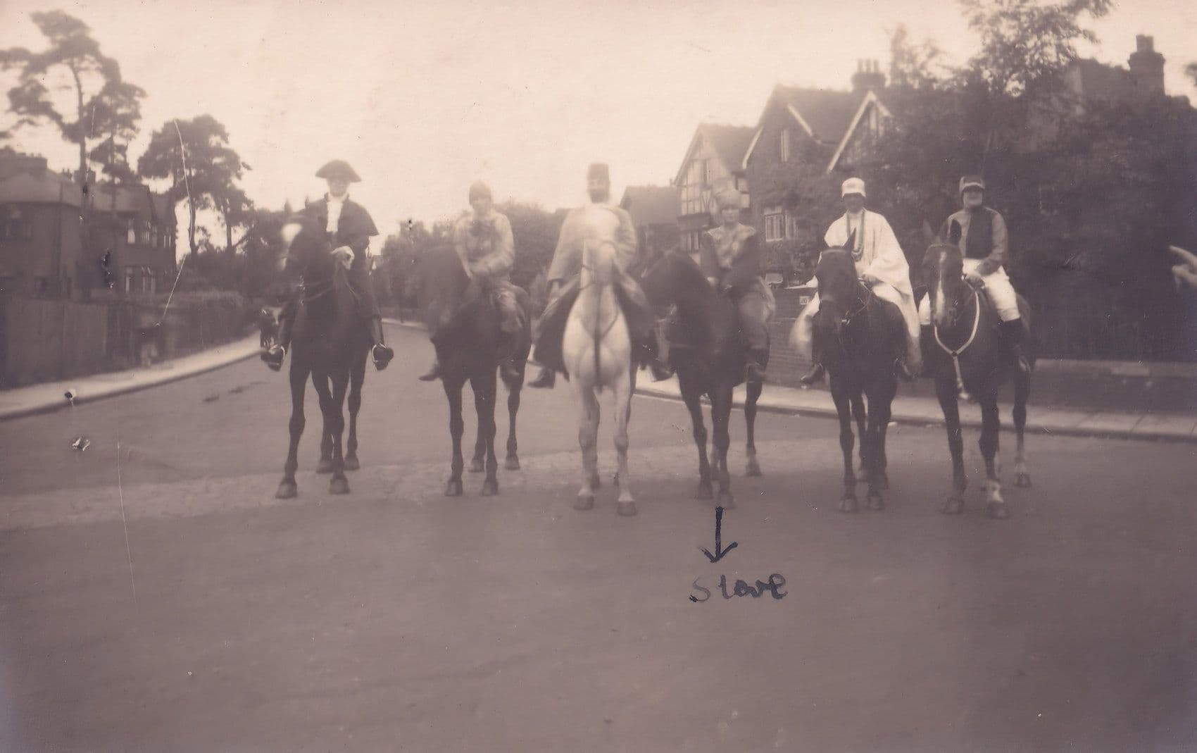 Horse & Riders In Fancy Dress Costume Indian Dick Turpin Postcard