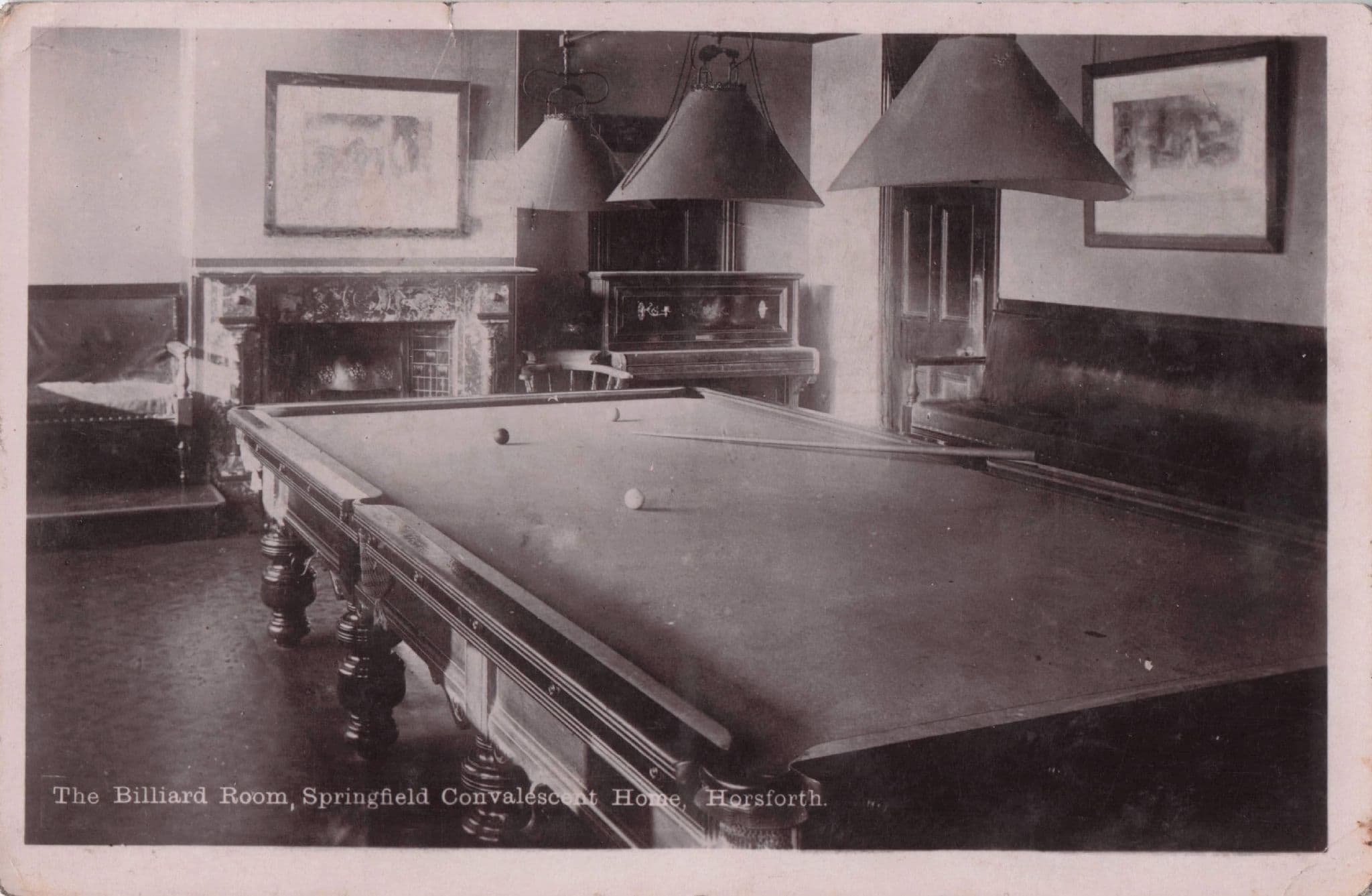 Horsforth Springfield Convalescent Home Billiard Room Yorkshire Postcard