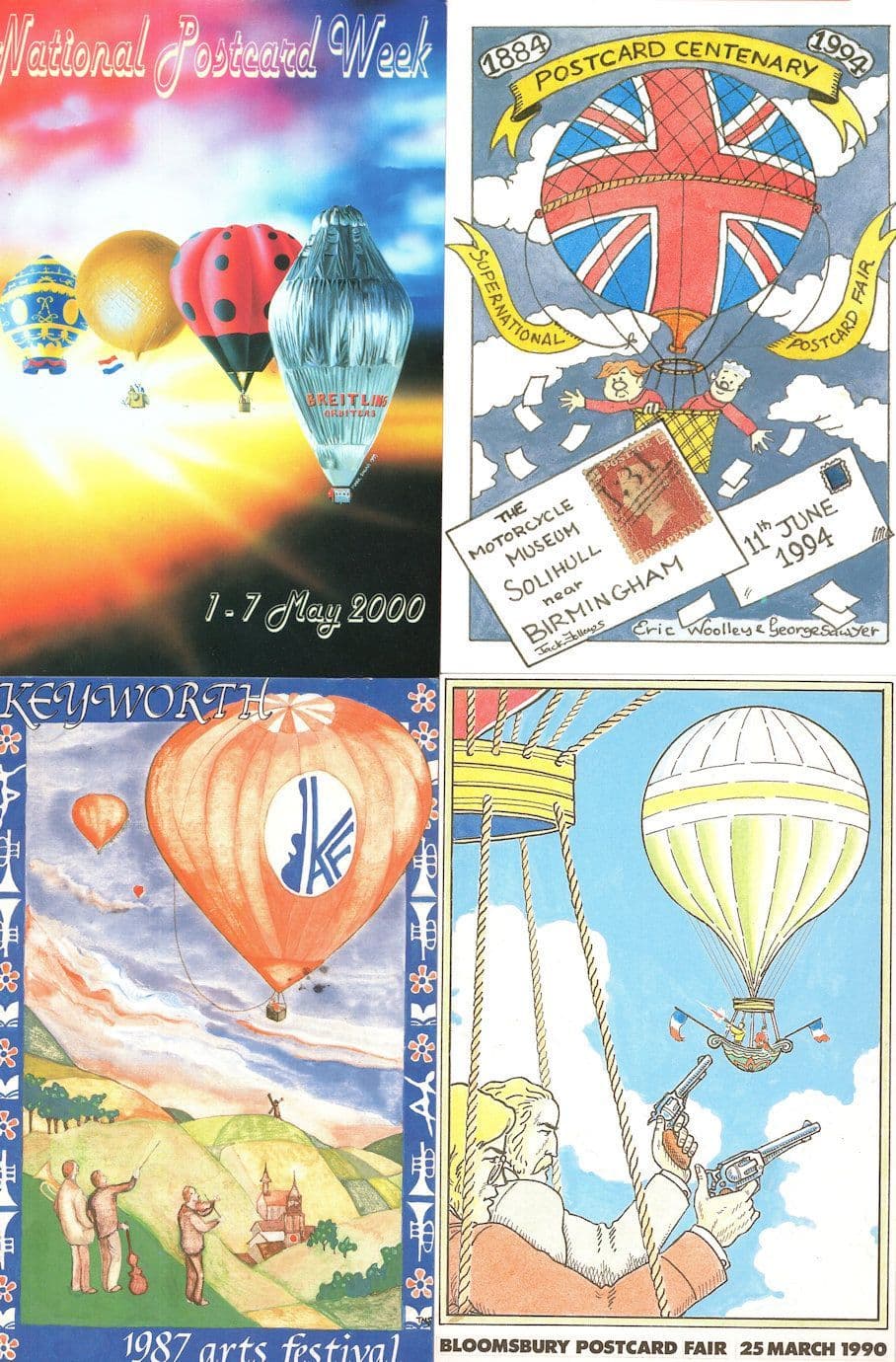 Hot Air Balloon 4x Exhibition of Ephemera Advertising Postcard s