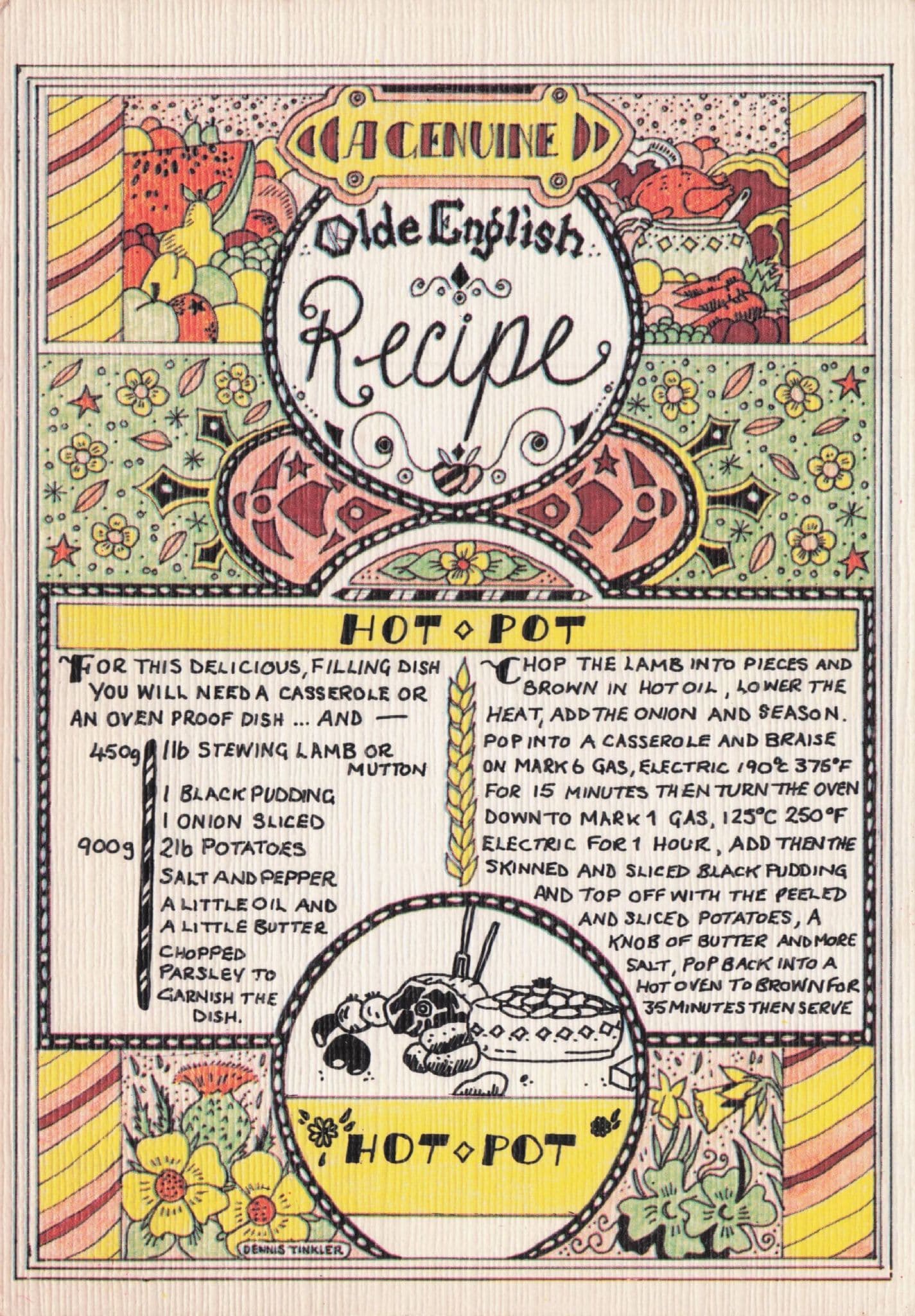 Hot Pot British Traditional Cookery Recipe Postcard