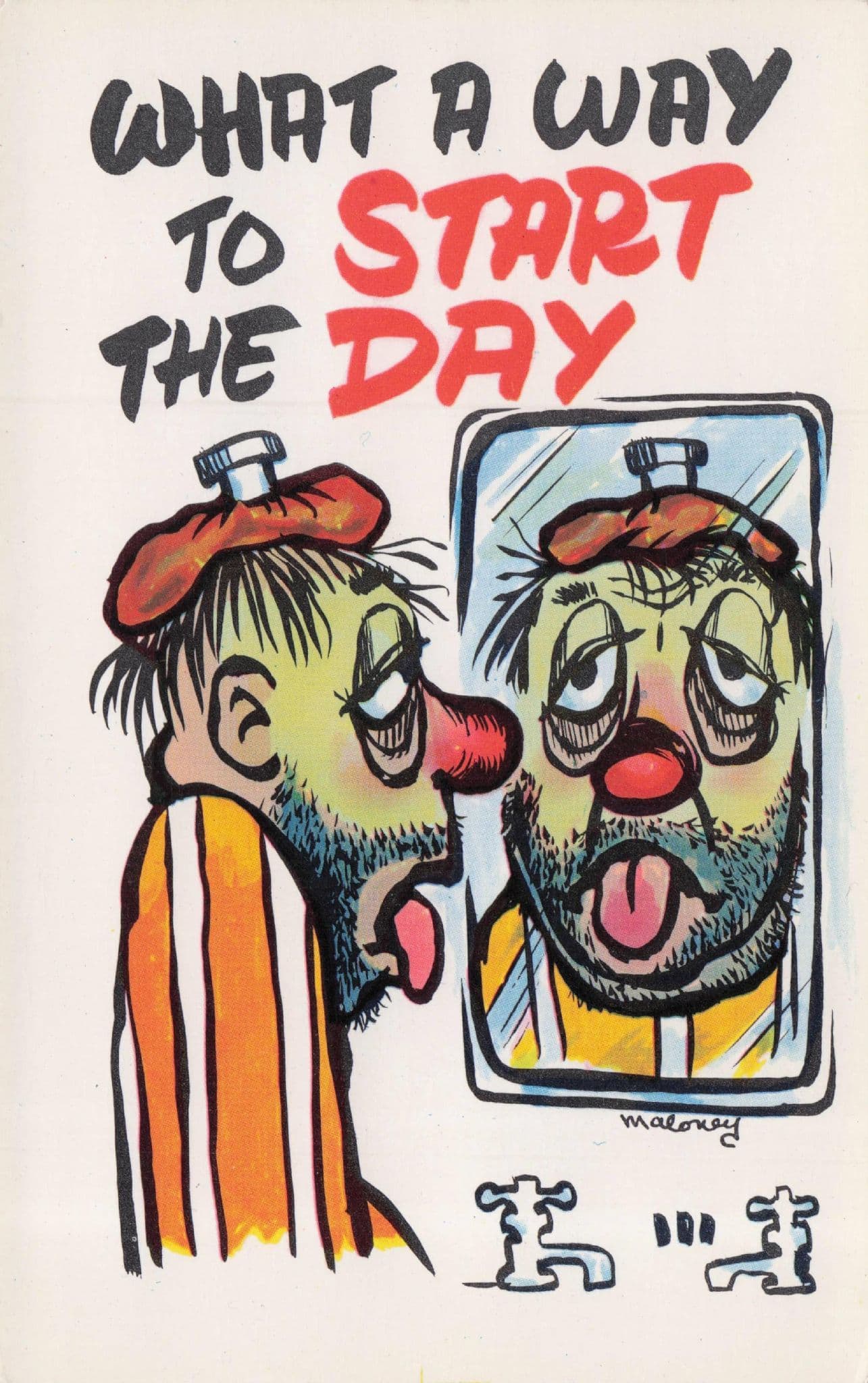 Hot Water Bottle Sick Maloney Pyjamas Vintage Comic Postcard