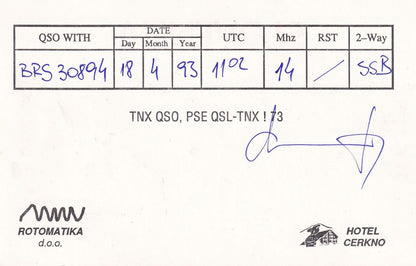 Hotel Cerkho Lendeva Idrija Slovenia 2x Radio QSL Card s