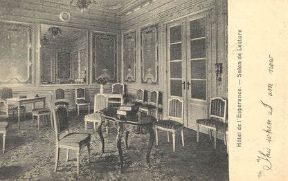 Hotel De L'Esperance Salon De Lecture Antique Belgium Postcard
