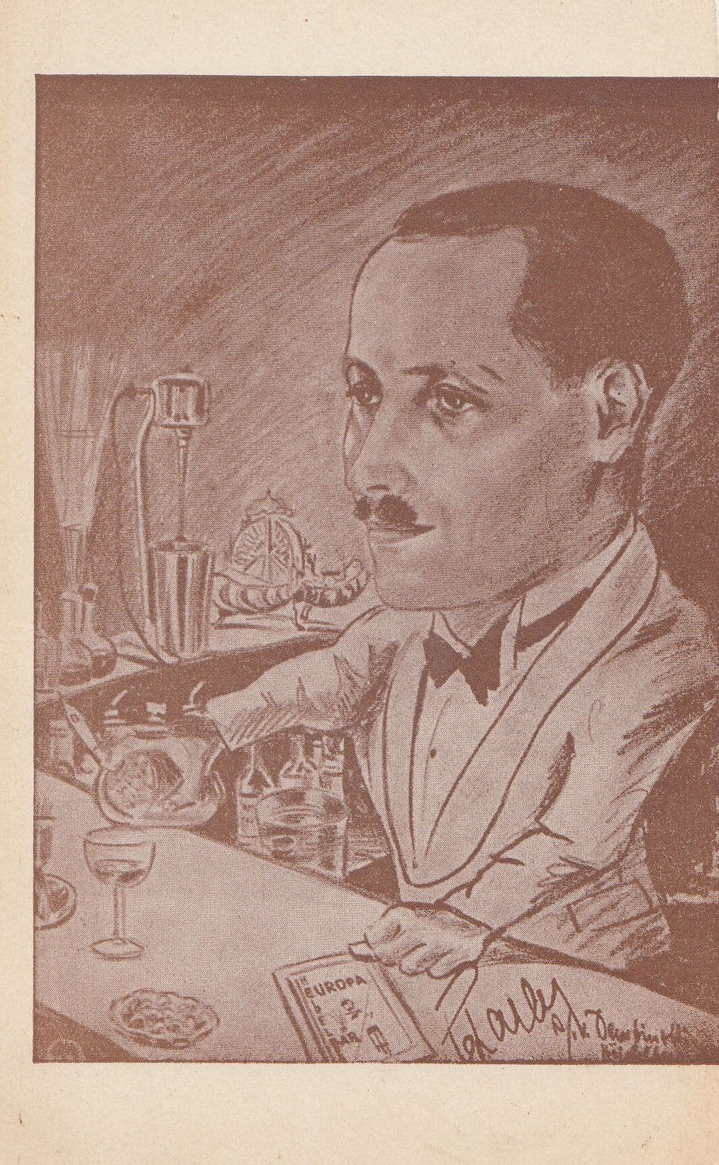 Hotel Europahof Heidelberg Cocktail Barman Antique German Postcard