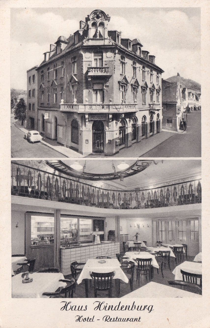 Hotel Haus Hindenburg German Hotel Restaurant Old Postcard