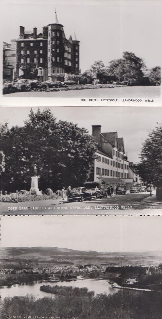Hotel Metropole Llandudno Wells Gardens Aerial 3x Welsh Real Photo Postcard s