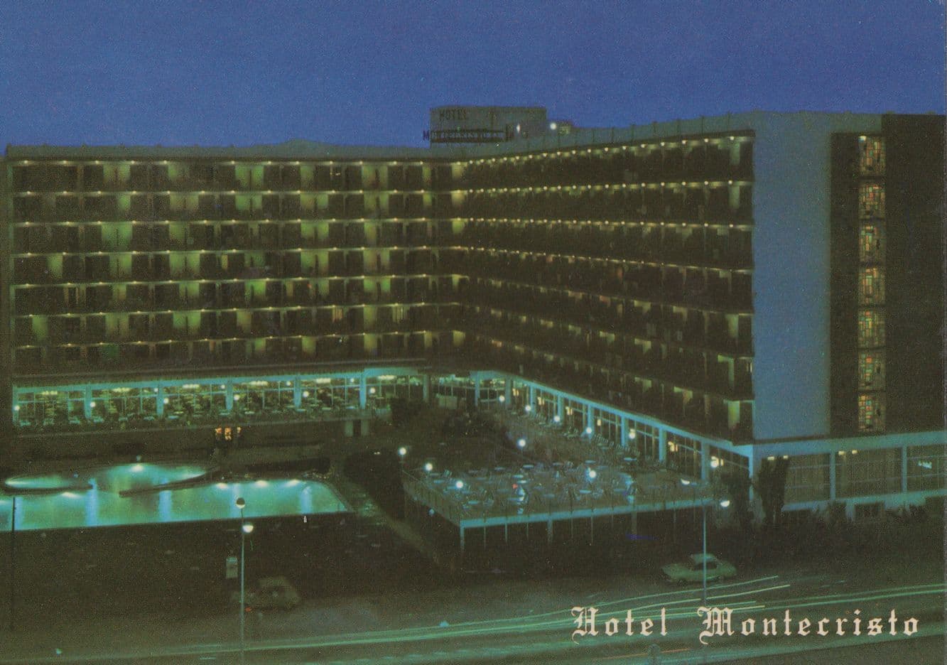 Hotel Montecristo Lloret De Mar Spain At Night Postcard