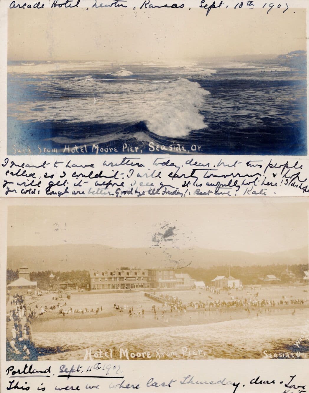 Hotel Moore Pier Kansas USA 2x Antique Postcard s