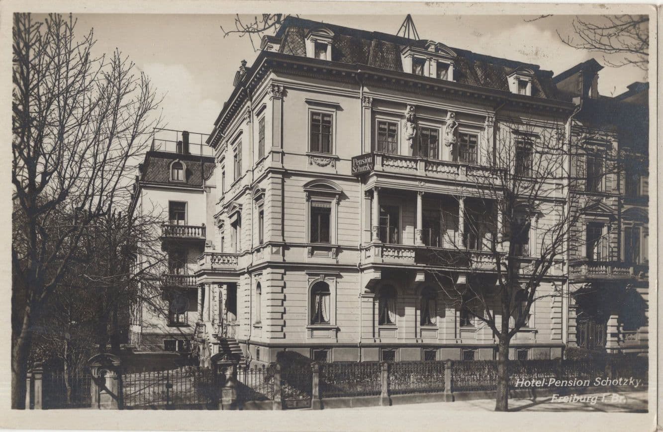Hotel Pension Schotzky Freiburg Old German Real Photo Postcard