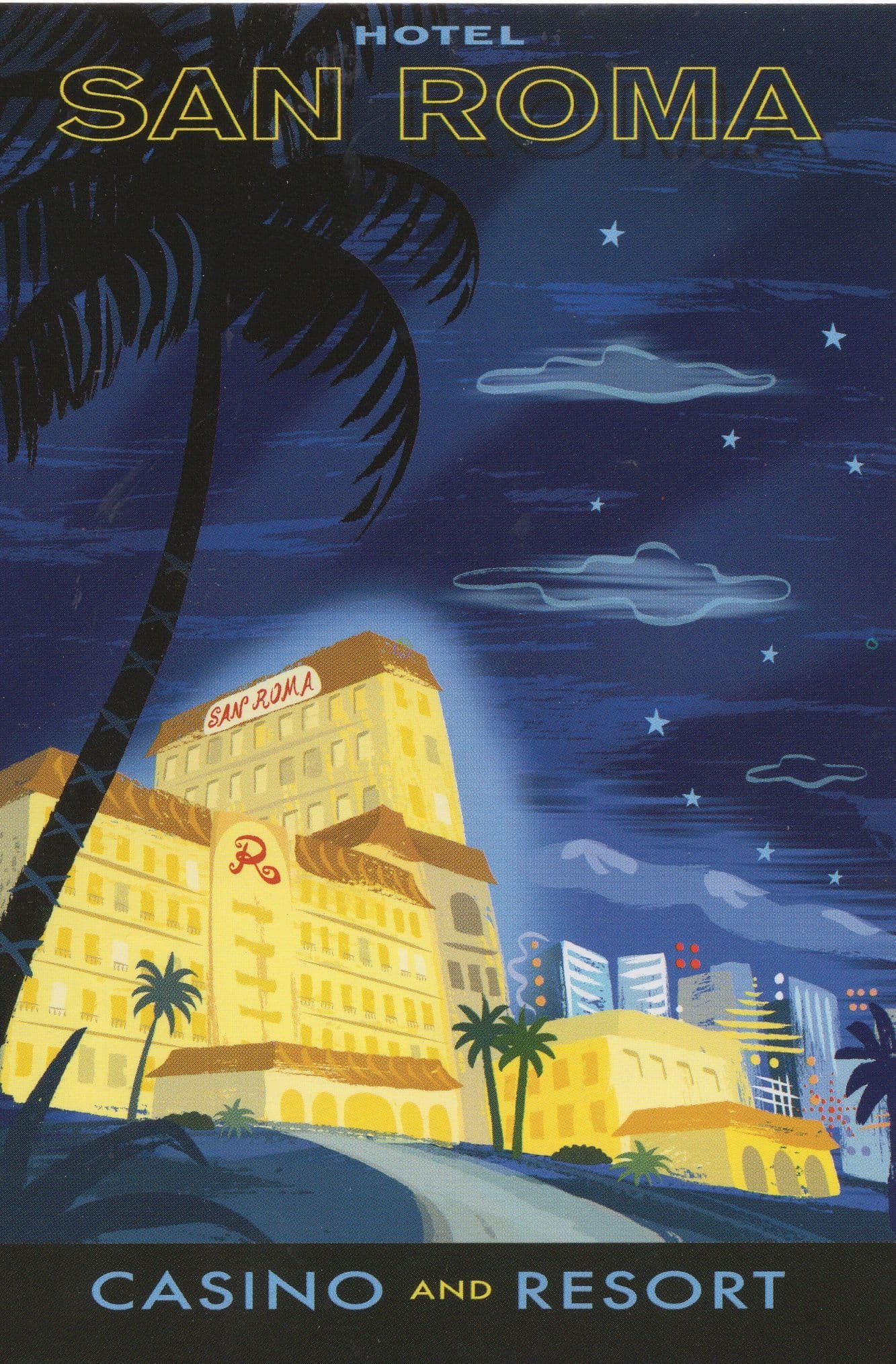 Hotel San Roma Casino Resort Italian Michael Crampton Painting Postcard
