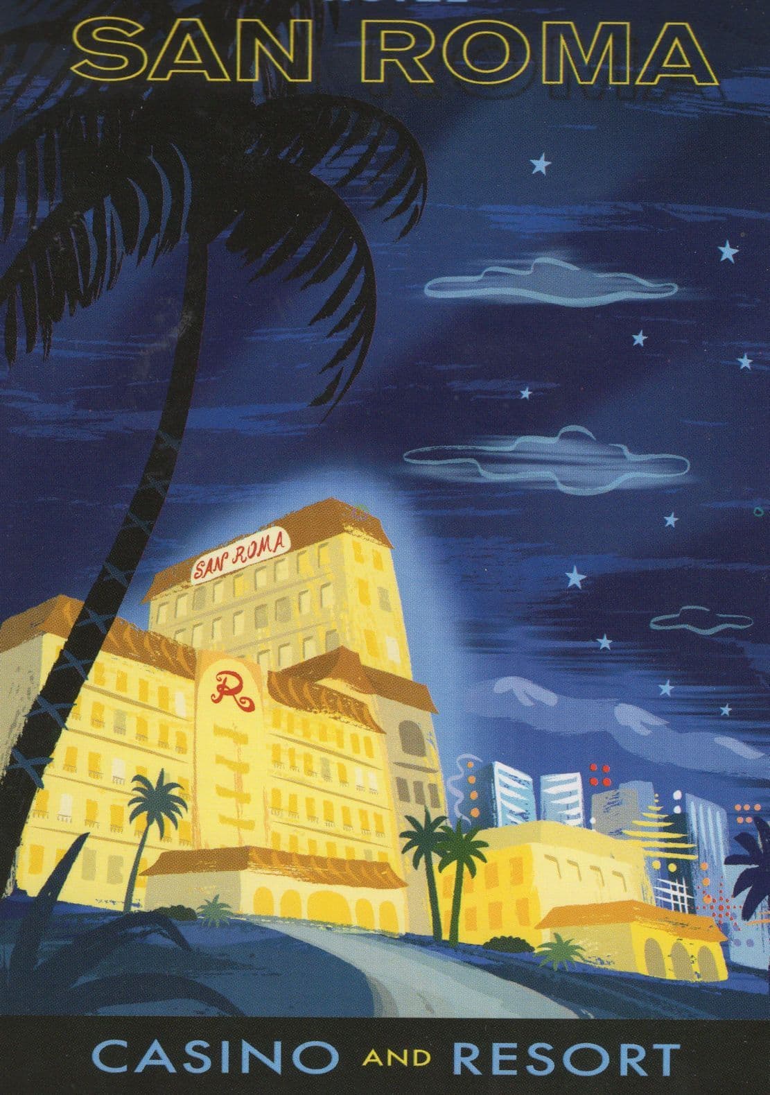 Hotel San Roma Travel Italian Casino Painting Poster Postcard