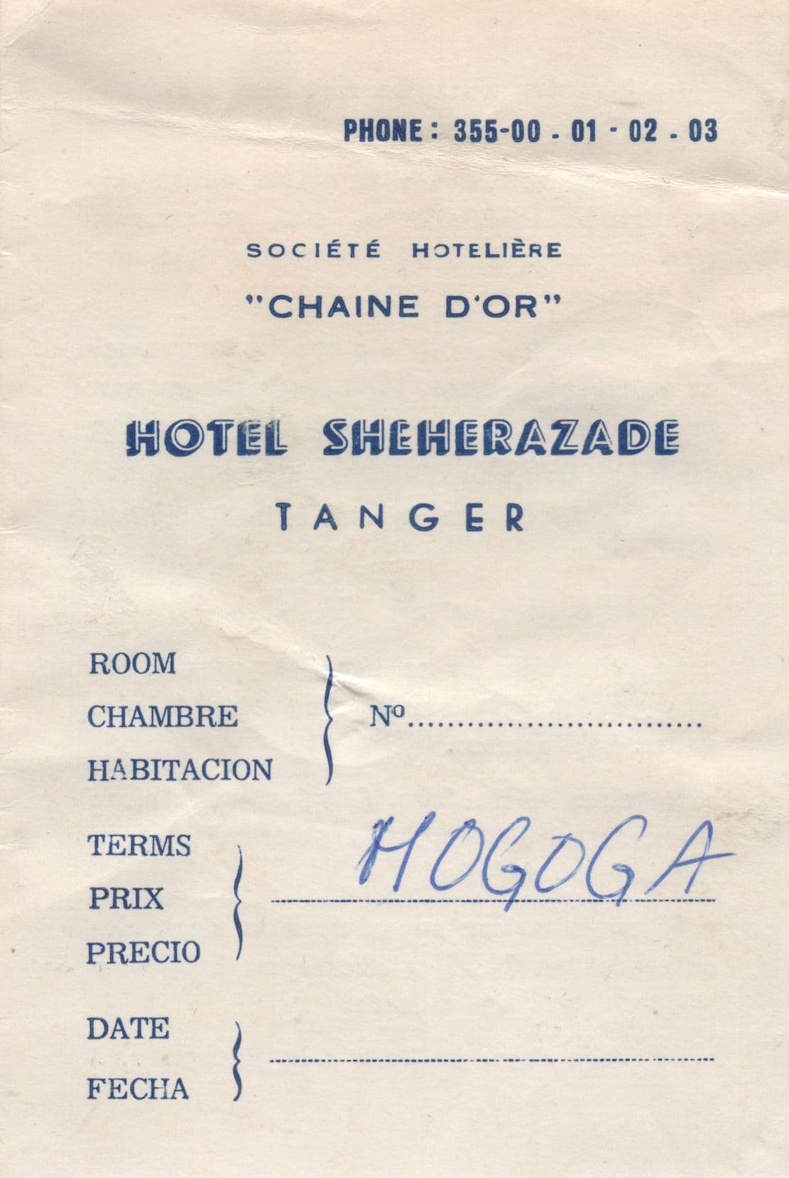 Hotel Sheherazade Tanger Vintage Food Guide Ephemera