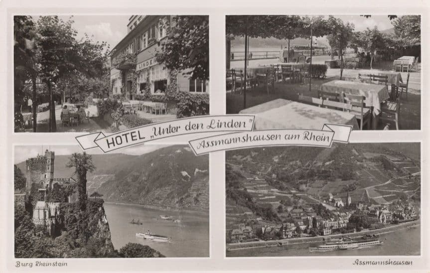 Hotel Unter den Linden Assmannshausen AM Rhein German Postcard