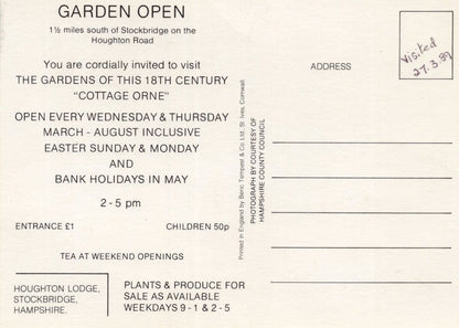 Houghton Lodge Stockbridge Hampshire Gardens Launch Invitation Postcard